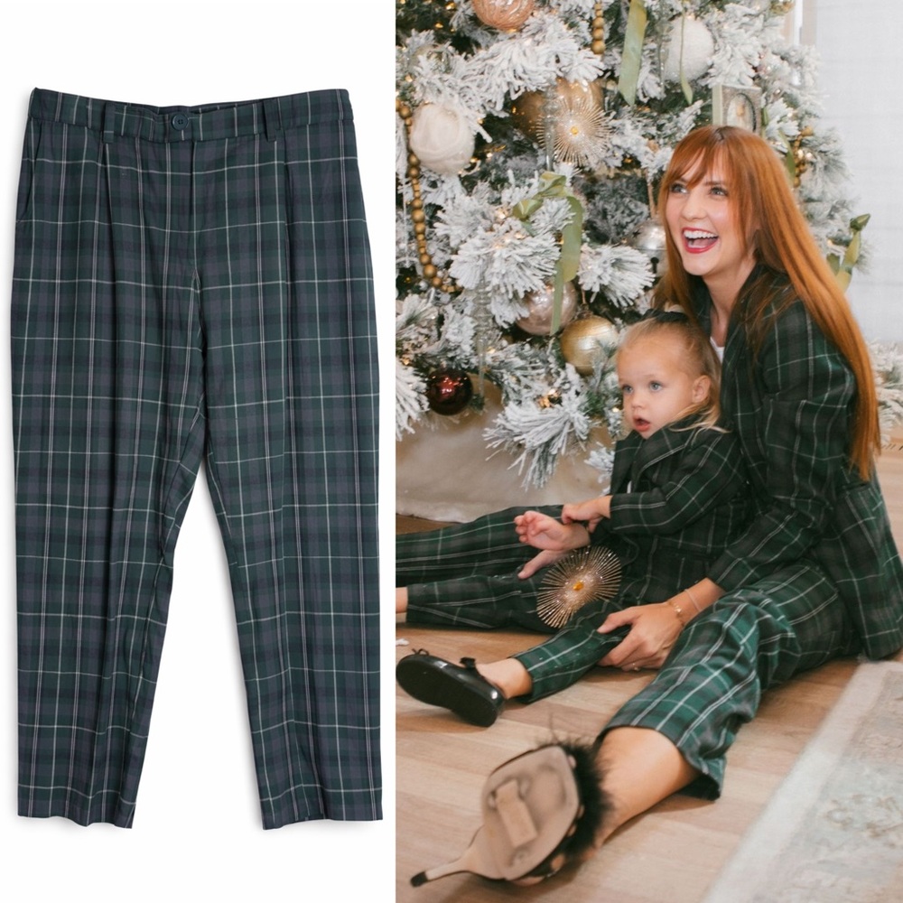 Ivy City Co NWT Kennedy Trouser Pant in Green Plaid Cotton Size 2X